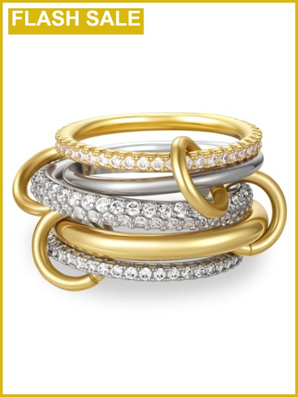 14K Gold Silver Plated Stackable Rings Set Wedding Ring